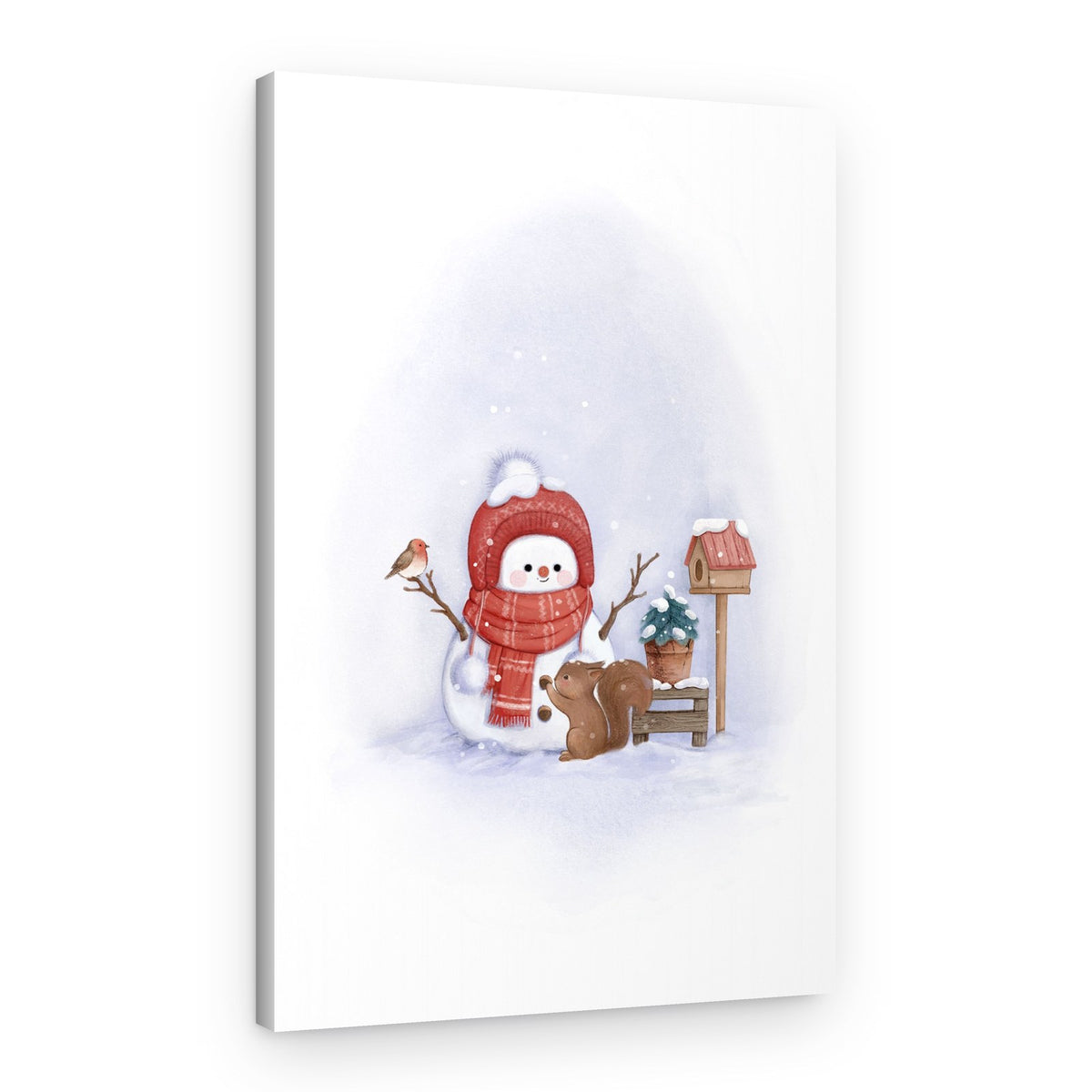 Sweet Snowman Winter Friends – Canvas Print