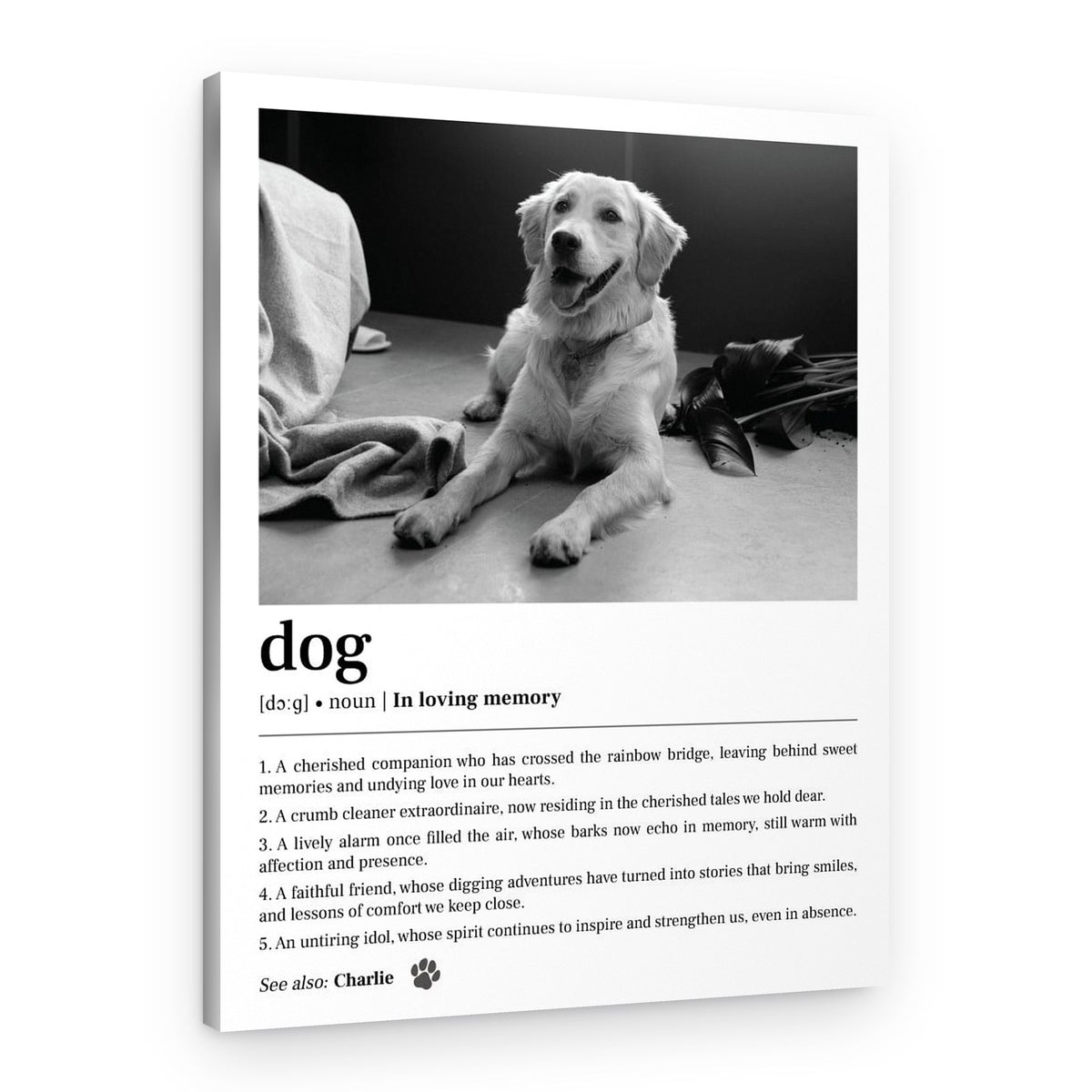 “In Loving Memory” Dog Definition Memorial Canvas Print – Canvas Print