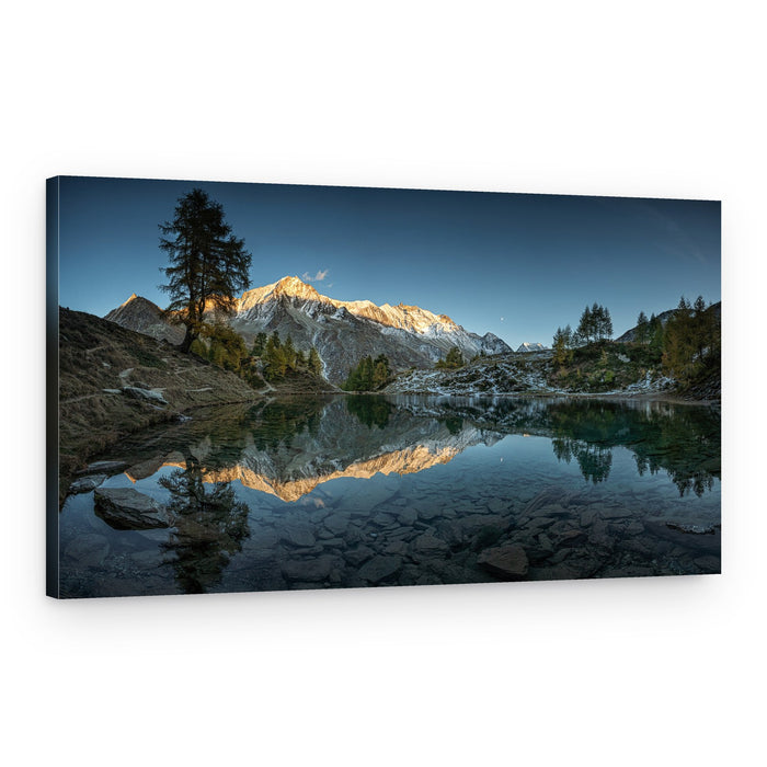 Serene Alpine Lake Reflection – Canvas Print