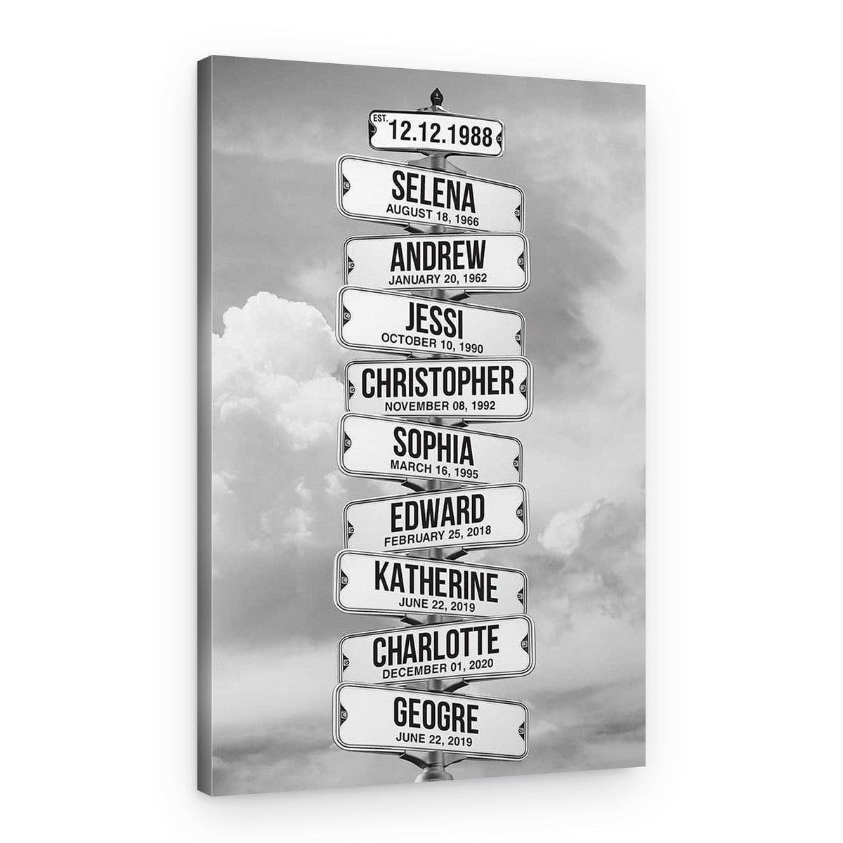 Family Street Sign Custom Multi-Name Canvas Print – Canvas Print – 9 Names