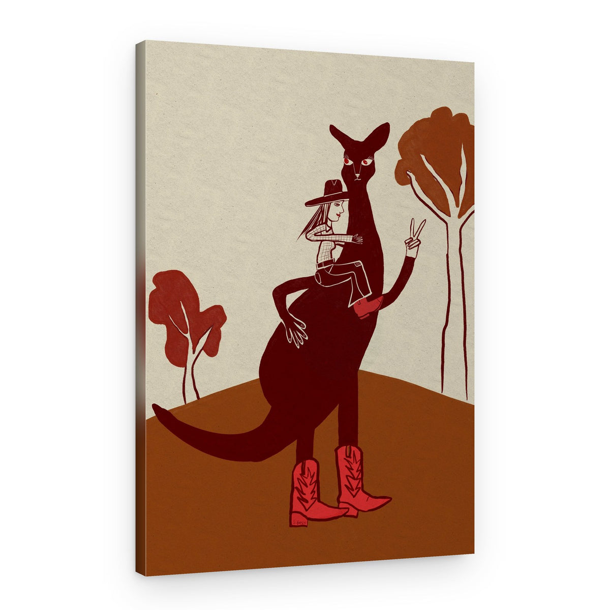 Outback Cowgirl Kangaroo – Canvas Print