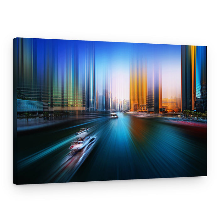 Dynamic City Waterway – Canvas Print