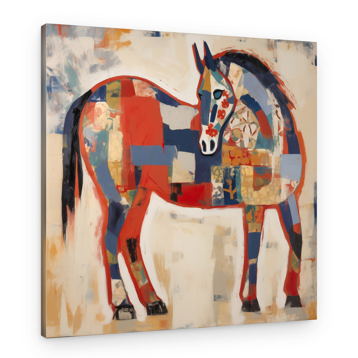 Vibrant Patchwork Horse – Canvas Print