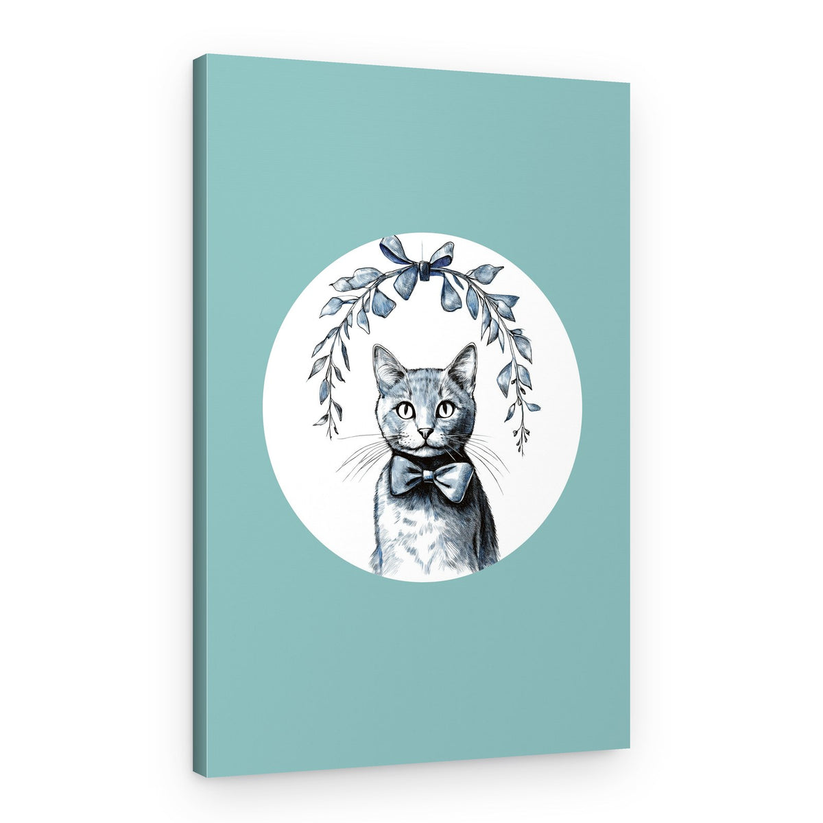 Dapper Cat with Wreath – Canvas Print
