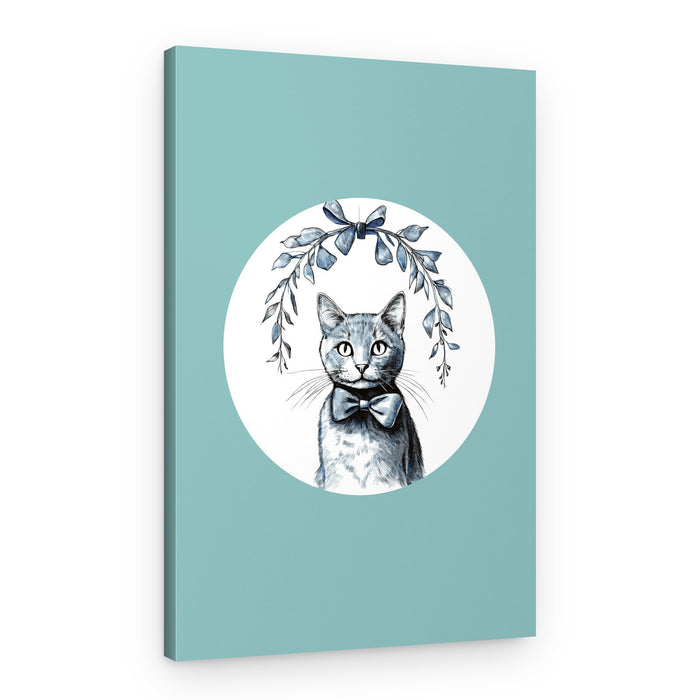 Dapper Cat with Wreath – Canvas Print