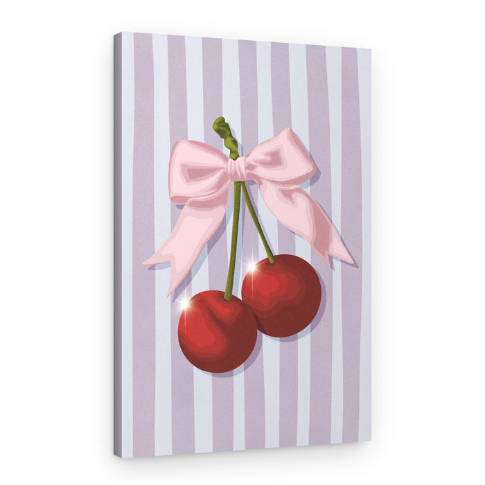 Sweet Pink Bow Cherries – Canvas Print