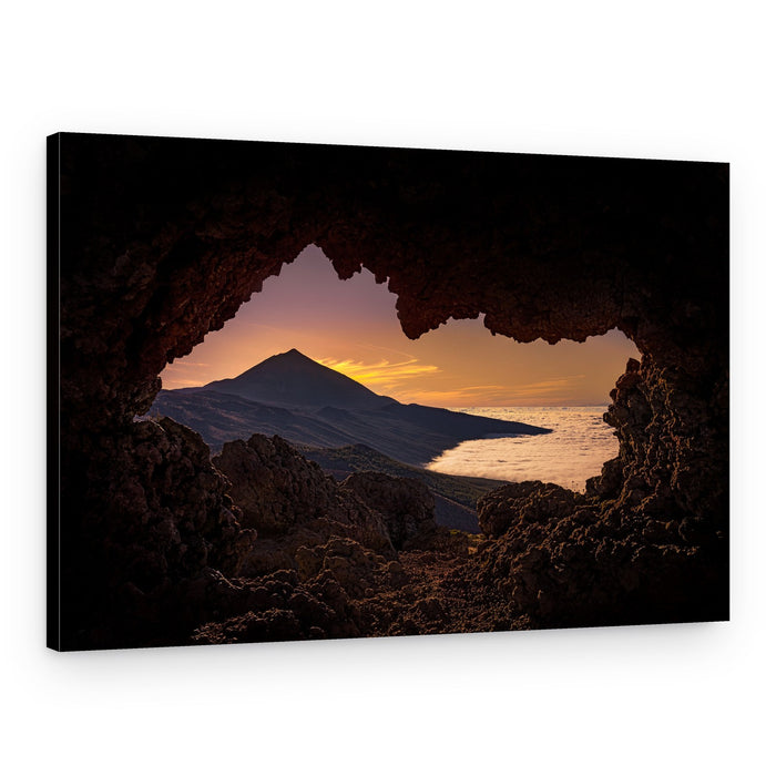 Mountain Cave Sunset View – Canvas Print