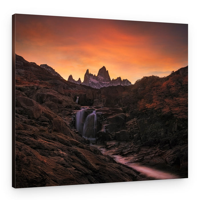 Patagonia Autumn Waterfall – Canvas Print