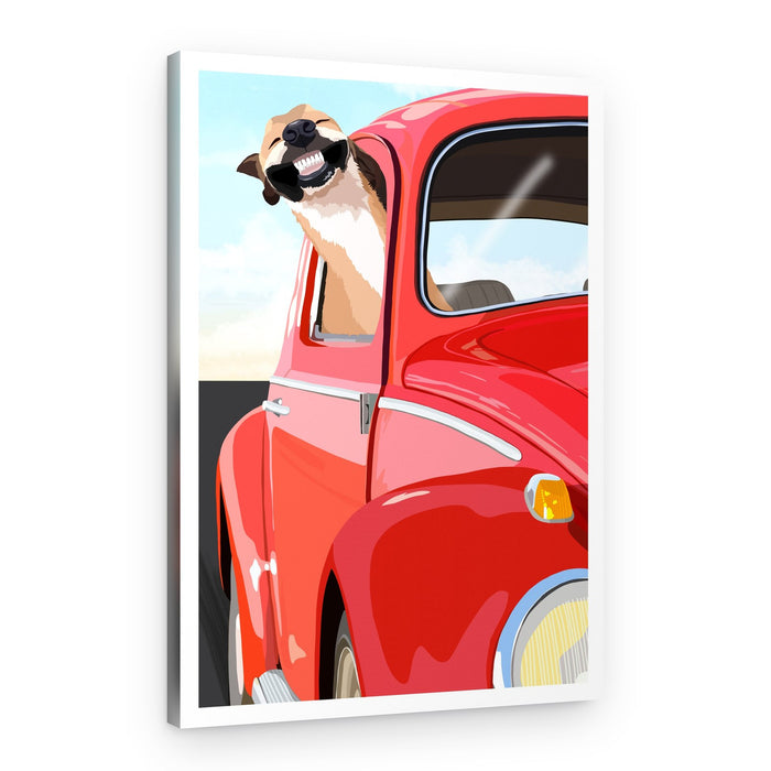 Smiling Dog Drive – Canvas Print