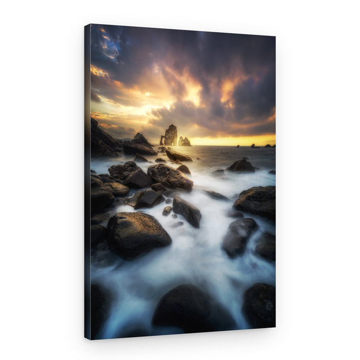 Golden Coastal Arch Sunset – Canvas Print