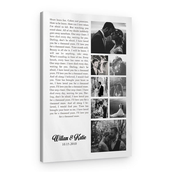 Song Lyrics Custom 9 Photo Collage Anniversary Canvas Print