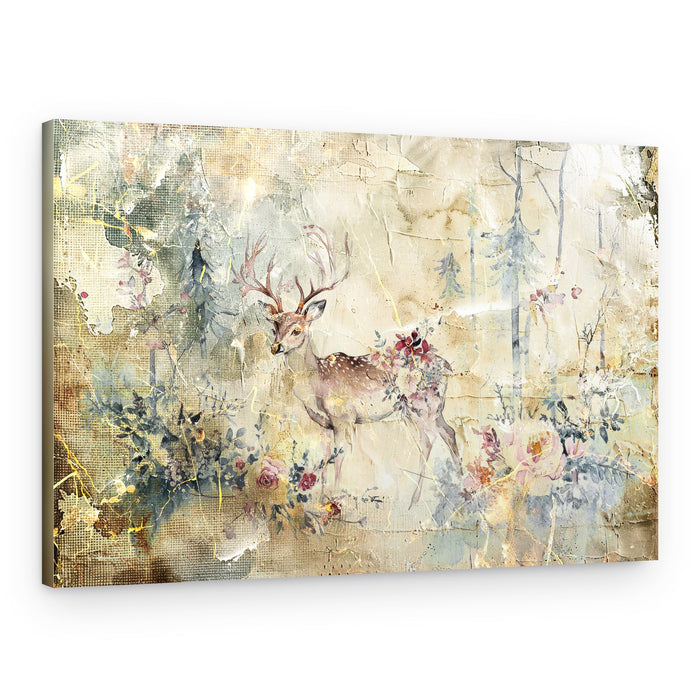 Vintage Floral Stag – Canvas Print