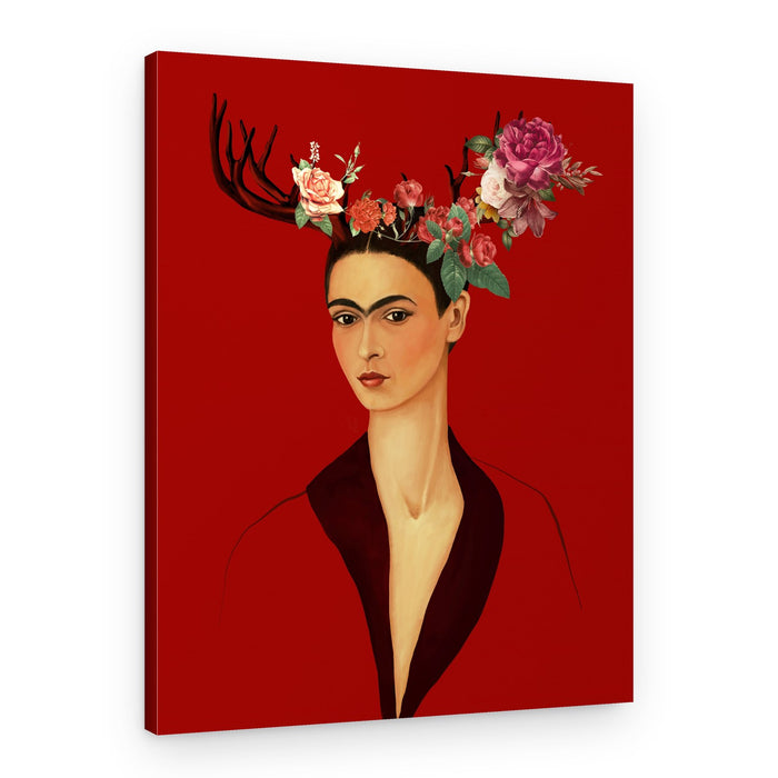 Woman with Floral Antlers – Canvas Print