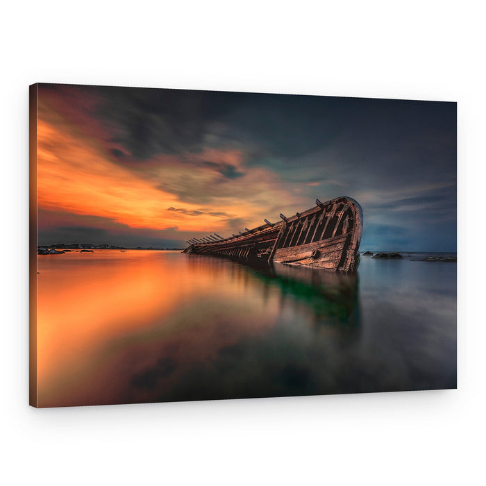 Dramatic Shipwreck Sunset – Canvas Print