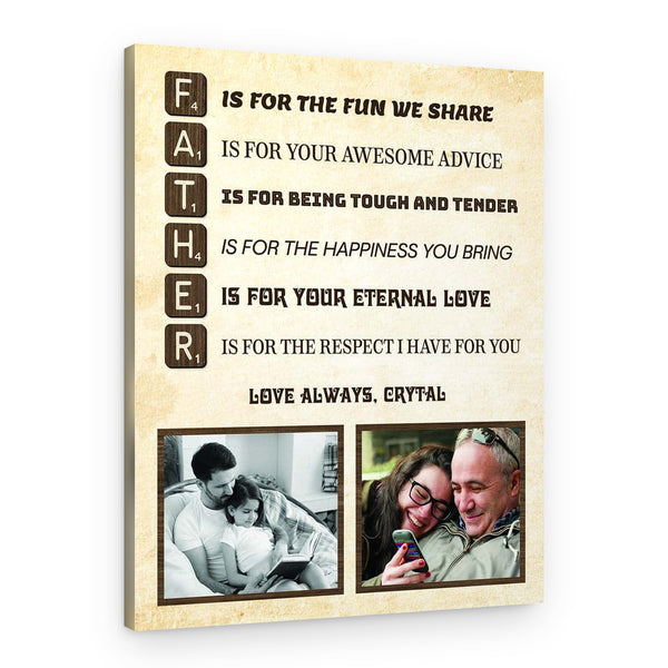 Father Scrabble Pieces Custom Photo Canvas Print