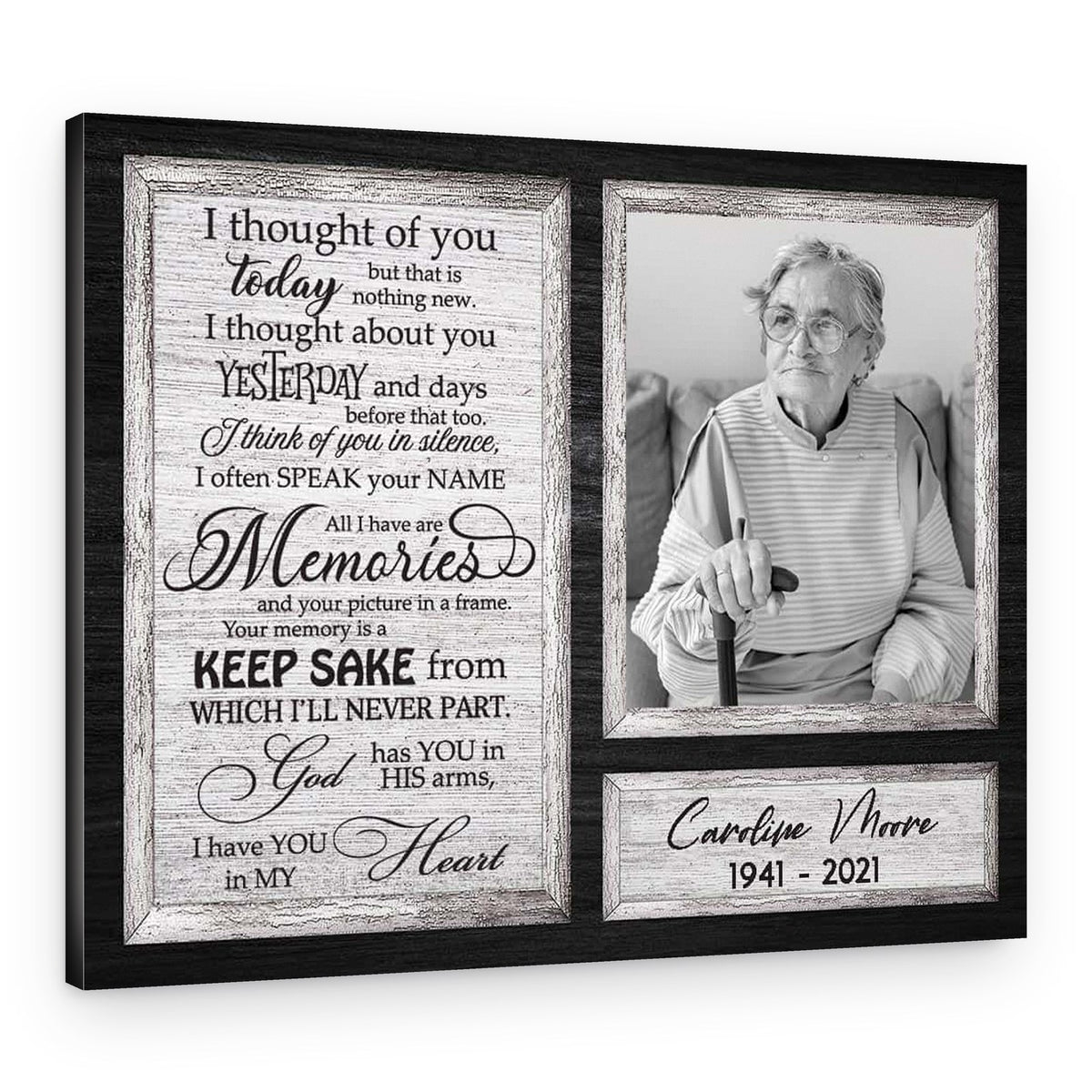 I Thought of You Today Photo Canvas Print – Canvas Print – Black White