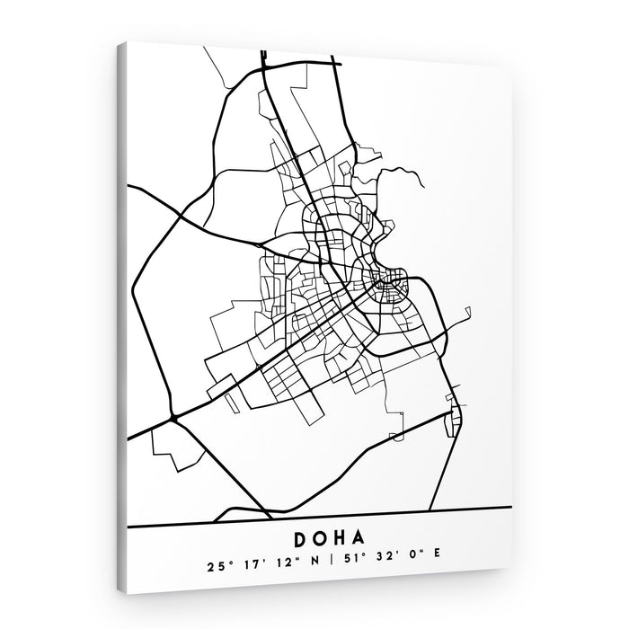 Doha City Map – Canvas Print