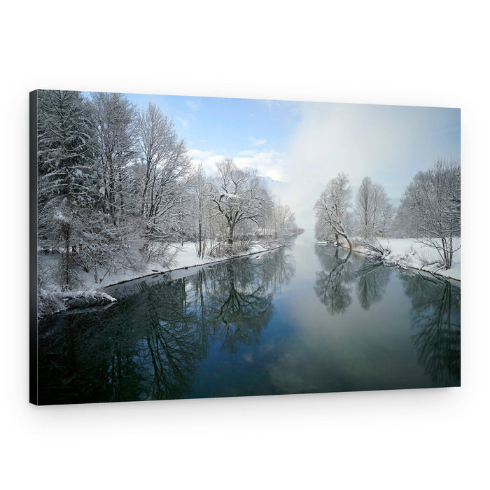 Winter River Reflections – Canvas Print