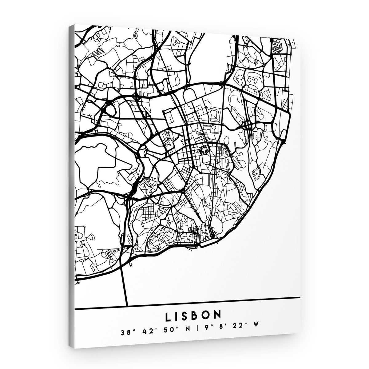 Minimalist Lisbon Map – Canvas Print