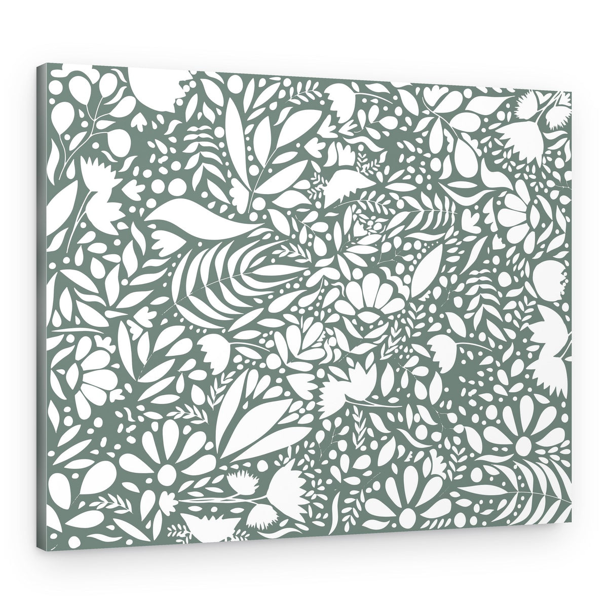 Sage Green Floral Pattern – Canvas Print