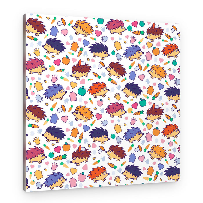 Cute Hedgehogs Woodland Pattern – Canvas Print