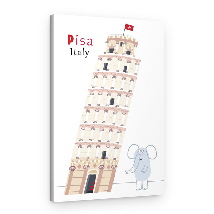 Whimsical Pisa Elephant – Canvas Print