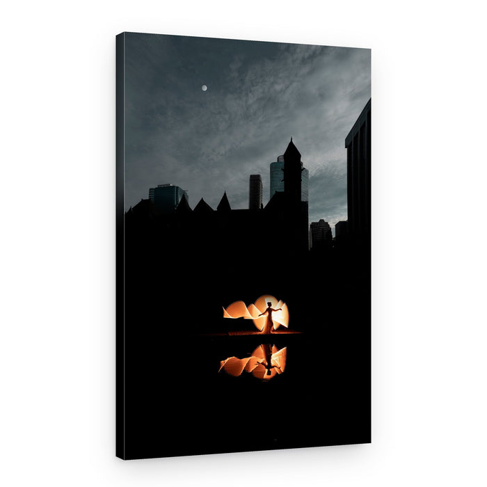 Glowing City Silhouette – Canvas Print