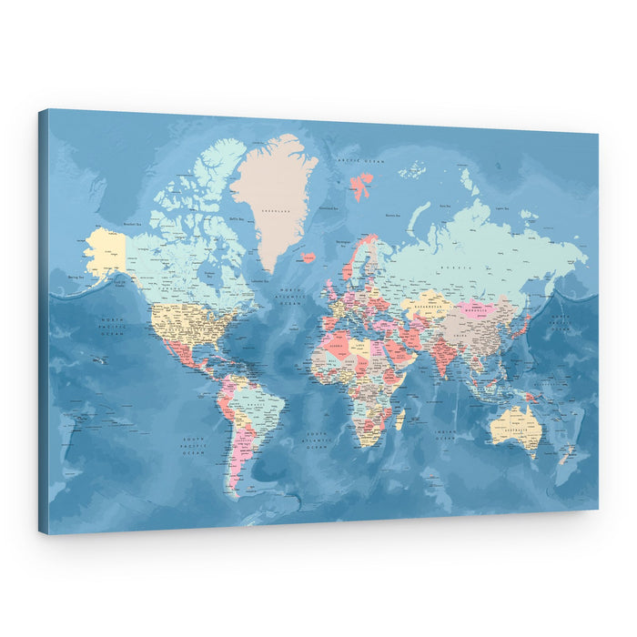 Colorful Political World Map – Canvas Print