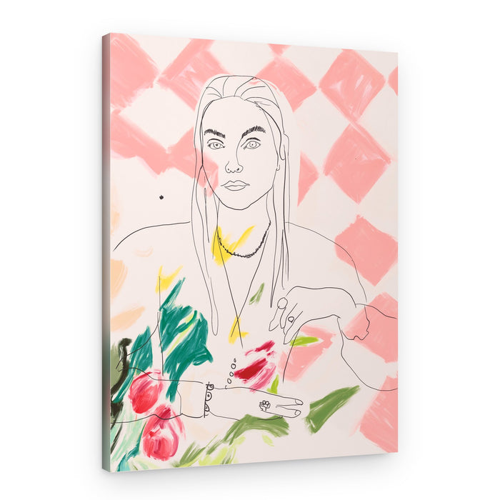 Pink Floral Portrait – Canvas Print