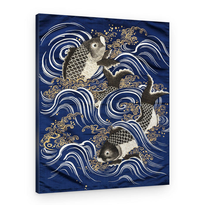 Carp In Waves During Meij Period – Canvas Print