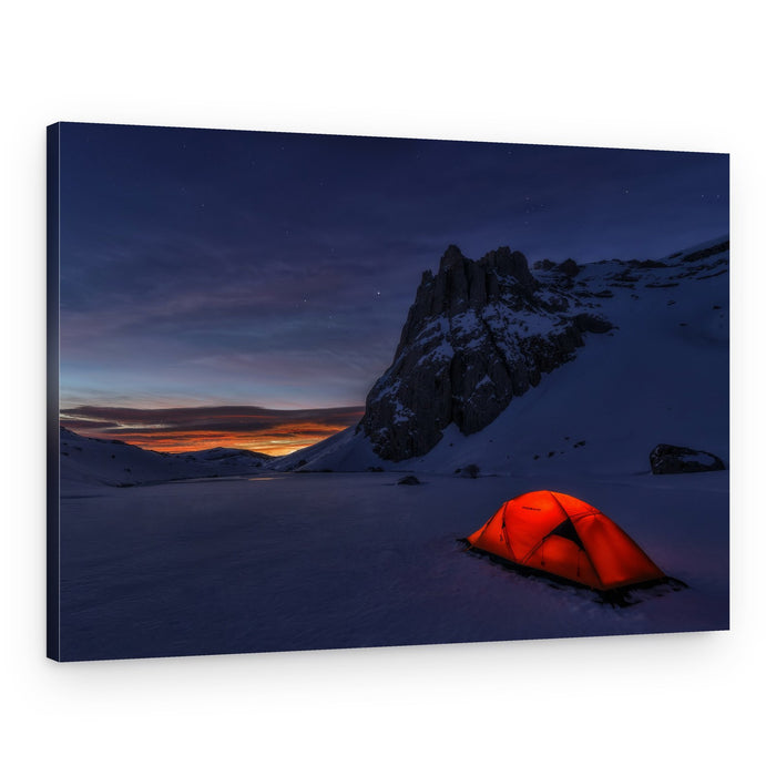 Glowing Winter Camp – Canvas Print