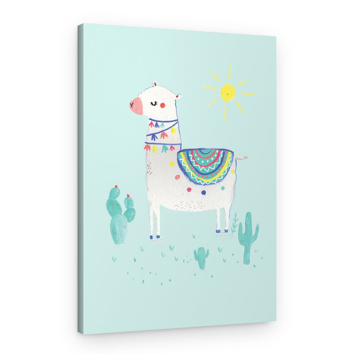 Cheerful Llama Desert Scene – Canvas Print