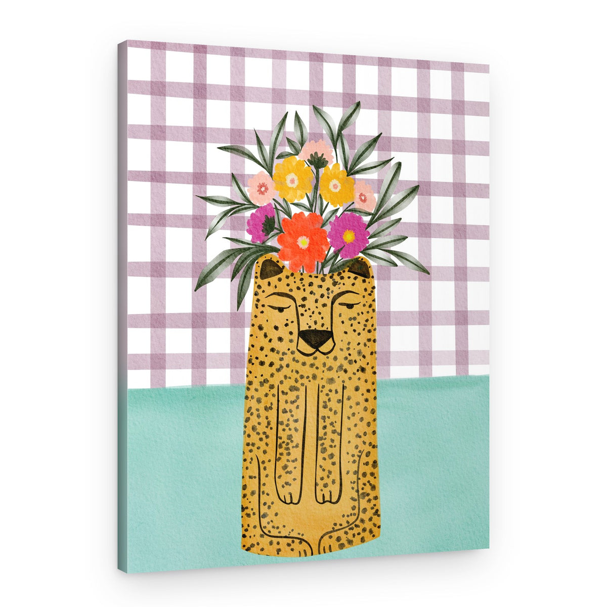 Whimsical Cheetah Flowers – Canvas Print