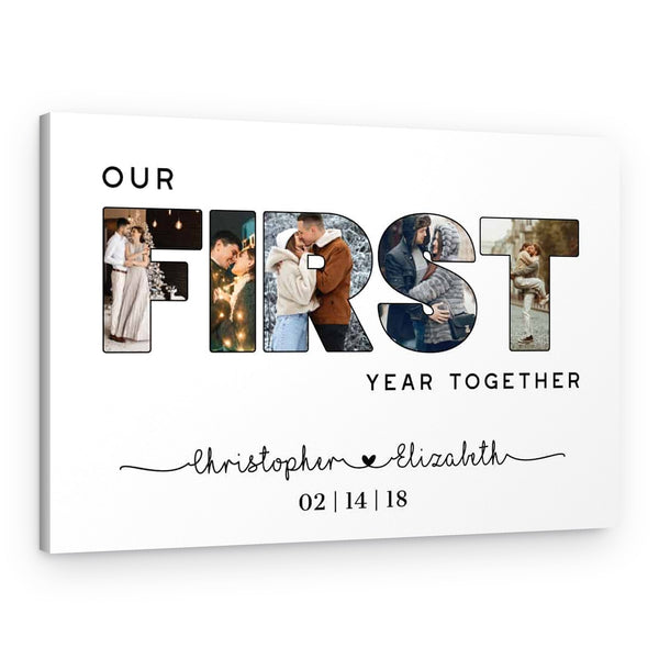 Our First Year Together Photo Letter Collage Canvas Print