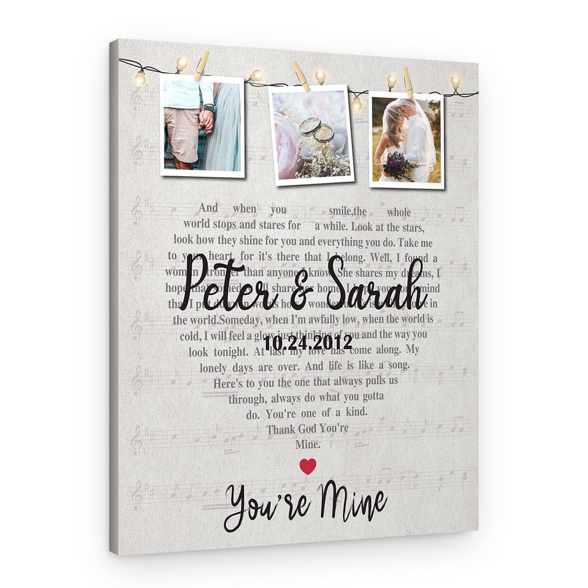 Song Lyrics Hanging Photo Polaroids Canvas Print – Canvas Print