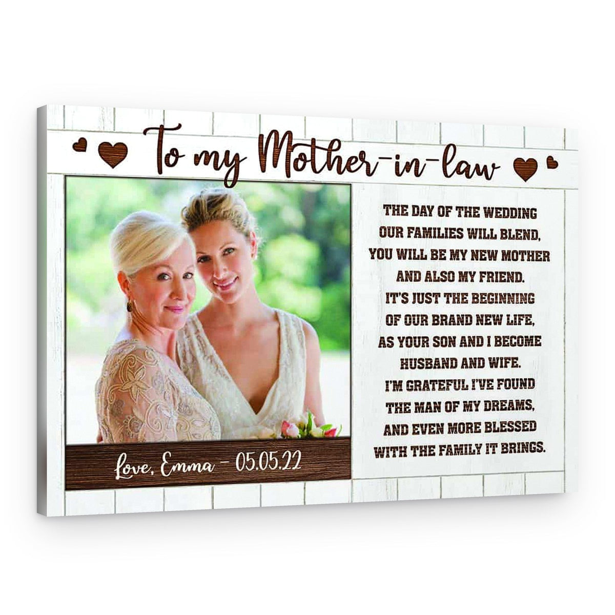 Mother In Law Wedding Gift From Bride Custom Photo Canvas Print – Canvas Print