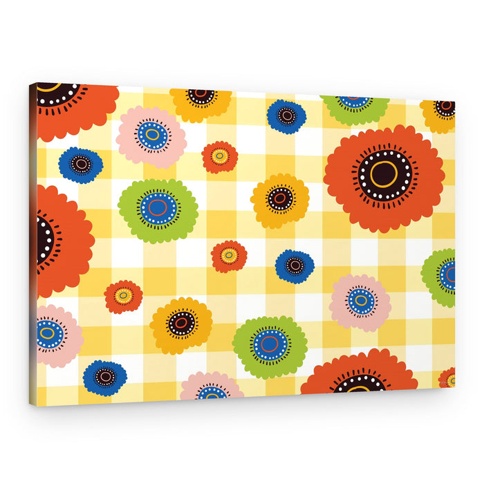Colorful Gingham Flowers – Canvas Print