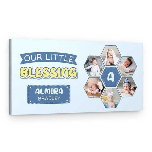 Our Little Blessing Custom Baby Photo Canvas Print