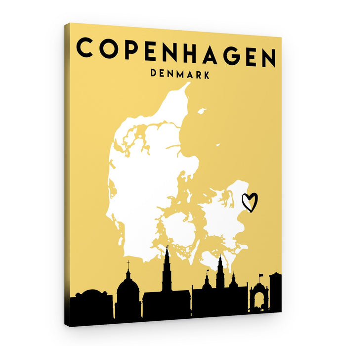 Copenhagen Denmark Love Map – Canvas Print