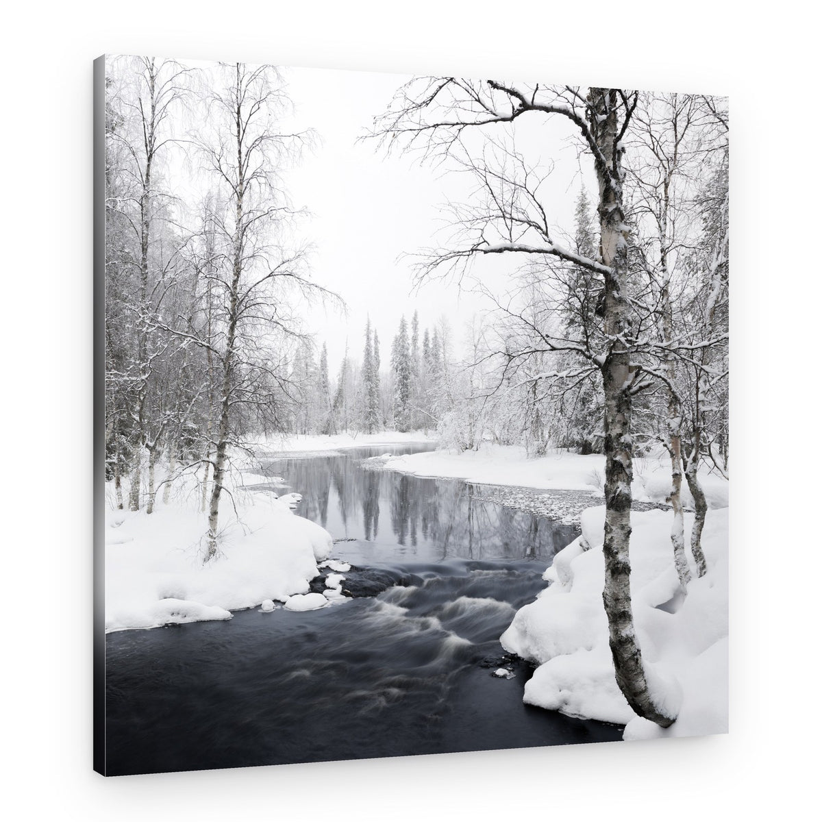 Snowy Forest River – Canvas Print