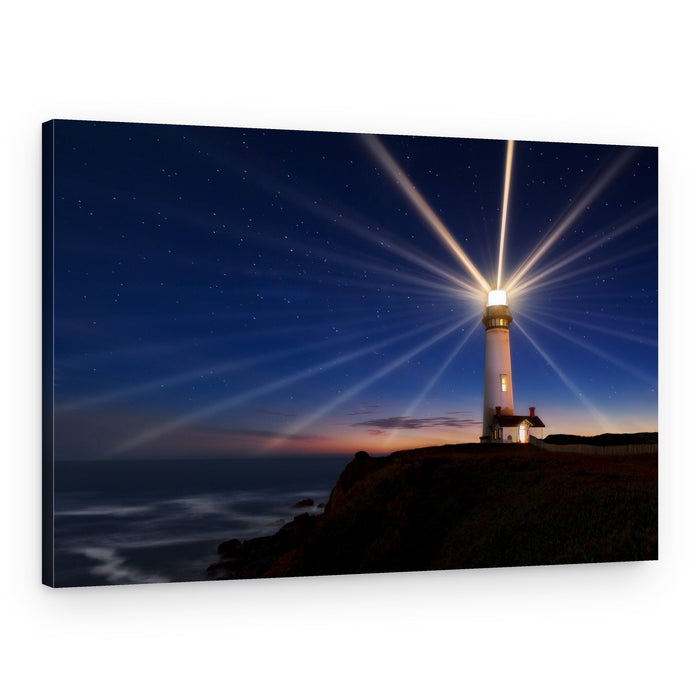 Coastal Lighthouse Starry Night – Canvas Print
