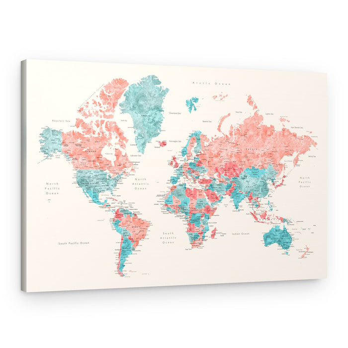 Watercolor World Map – Canvas Print