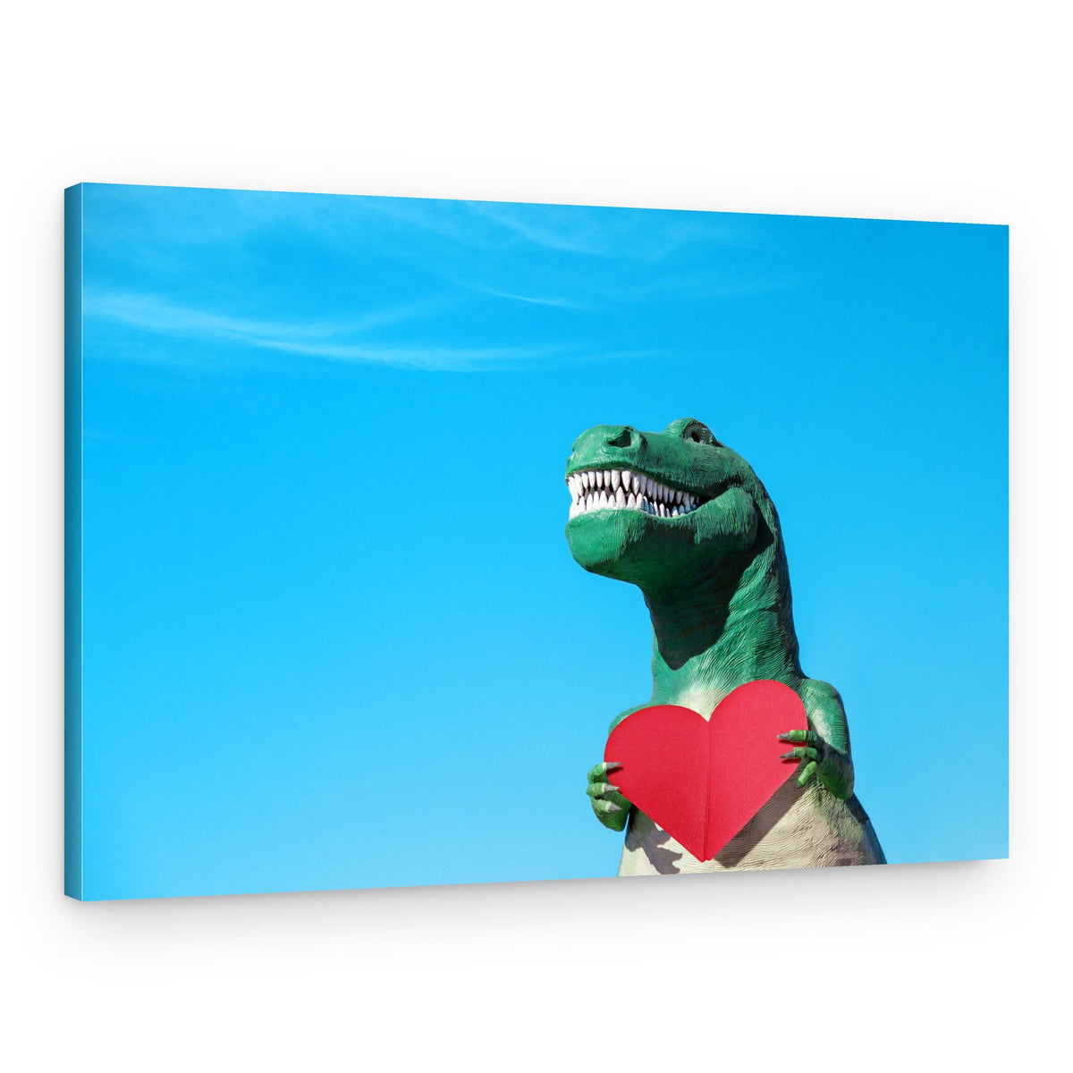 Tyrannosaurus Rex with a Red Paper Heart – Canvas Print