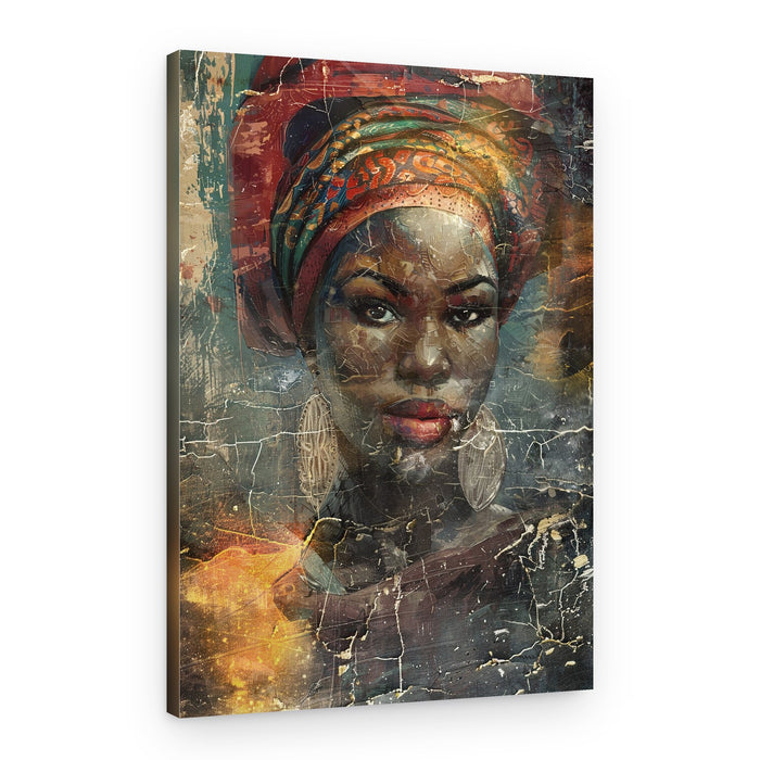Soulful Headwrap Portrait – Canvas Print