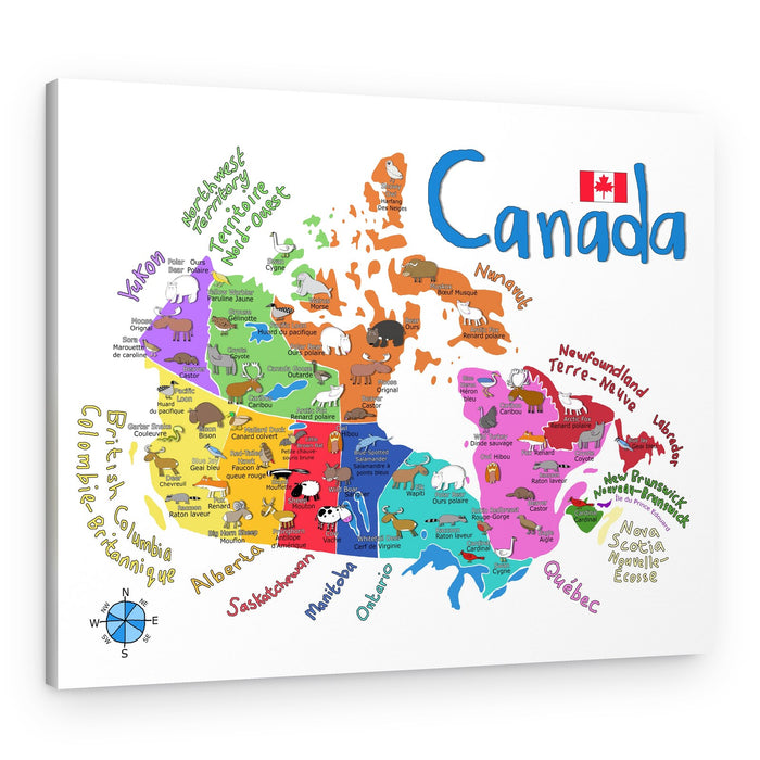 Canada Animal Map – Canvas Print