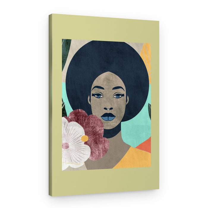 Vibrant Afro Woman Floral – Canvas Print