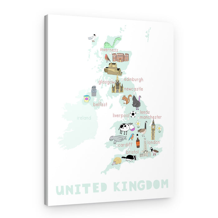United Kingdom Illustrated Map – Canvas Print