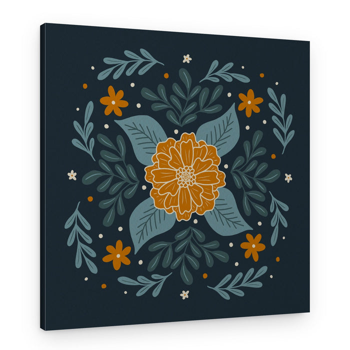 Orange Folk Floral Mandala – Canvas Print