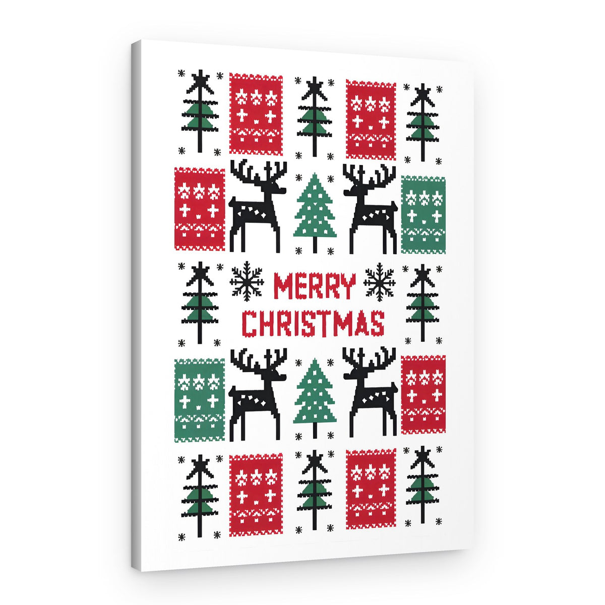 Merry Christmas Pixel Pattern – Canvas Print