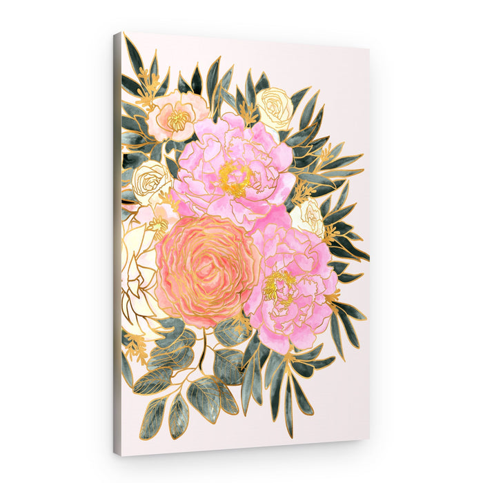 Gilded Pink Peonies – Canvas Print